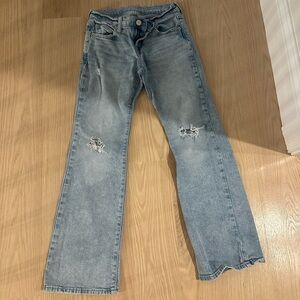 GAP Blue Distressed Jeans with Frayed Hem